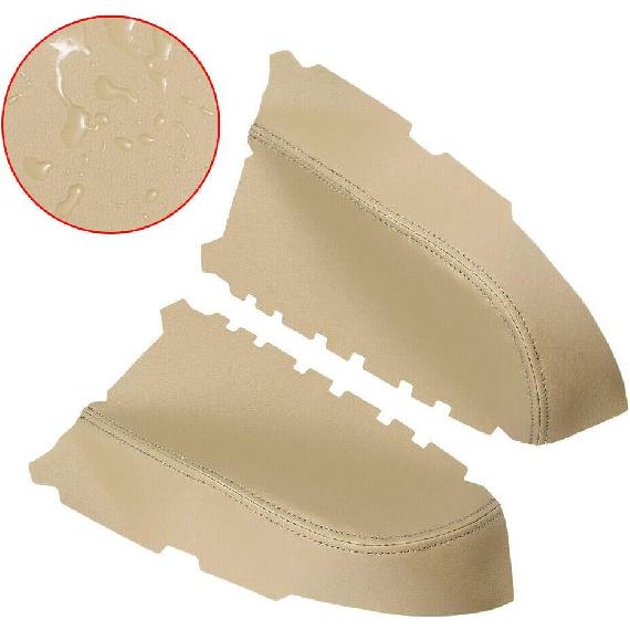 Center Console Cover Front Door Armrest Replacement Kit Fits for Pilot 2009-2015,Leather Cover Only (Beige)