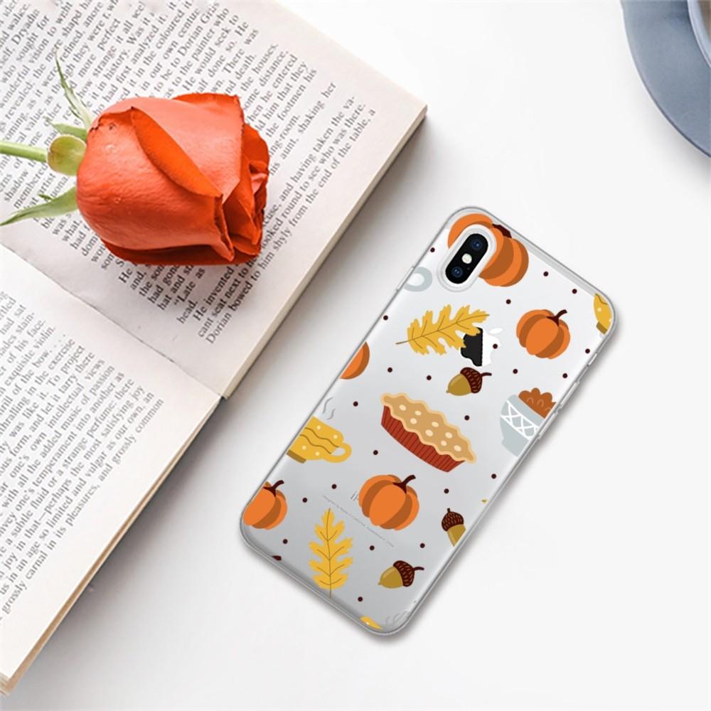 Autumn Pumpkin Leaf Phone Case For IPhone 11 12 13 14 Mini Pro Max XR X XS TPU Clear Case For 8 7 6 Plus SE 2020