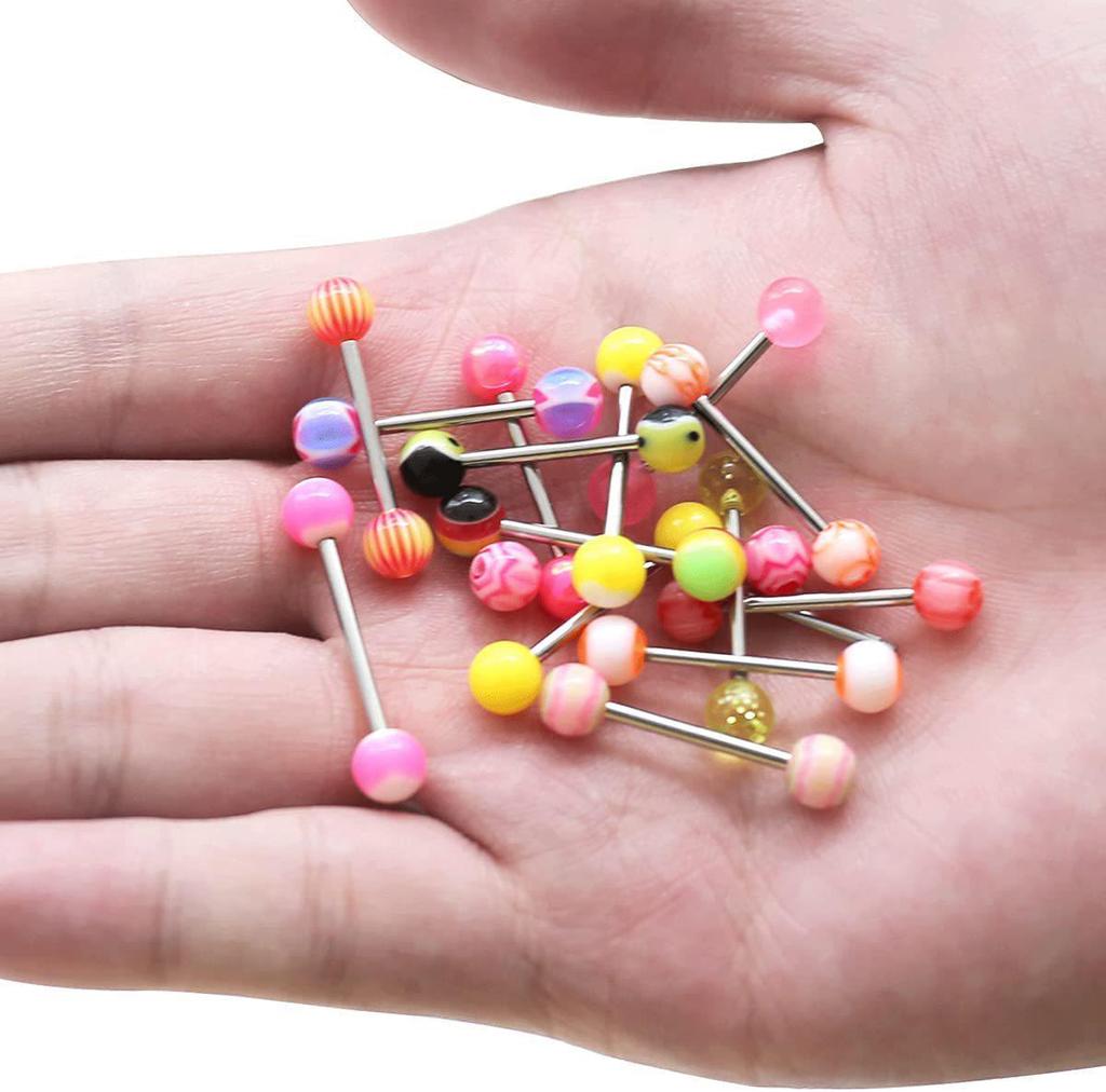 Mixed Color Acrylic and Stainless Steel Eyebrow & Tongue Piercing Set