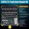 Socket Wrench Set 1/4" 24/72 Tooth Ratcheting Wrench Set with Extension Bar for Motor Repairing and Household, with Storage Case