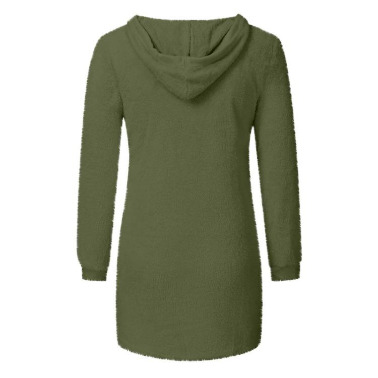 Warm Hooded Fleece Sweatshirt for Women Solid Color Long Sleeve Fashion Top