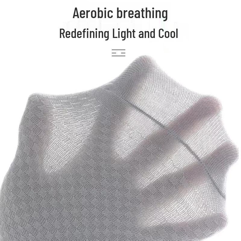 Men's Bamboo Fiber Odor-Resistant Summer Socks - Gray/Black Thin Mid-Calf Business Socks