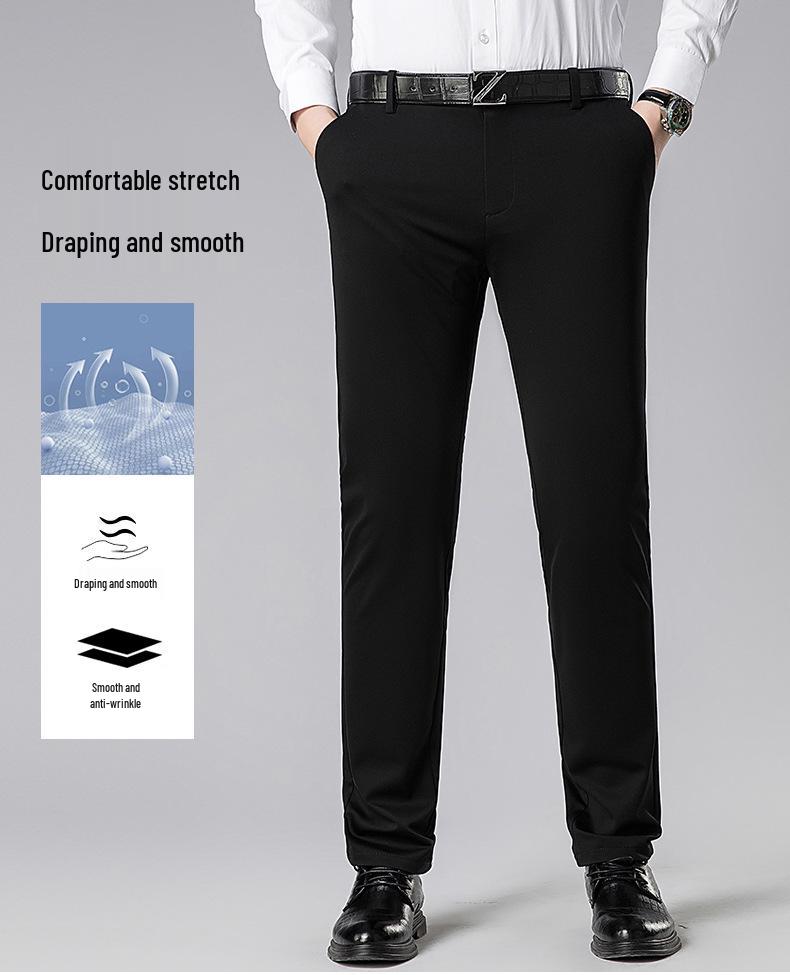 2026 Spring/Summer Men's Slim Fit Ice Silk Casual Pants - Korean Style, Straight Leg, Versatile and Fashionable.