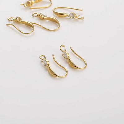 1 Paar 20 mm Messing-Ohrringhaken mit Zirkonstein-Ohrringzubehör für Frauen und Mädchen zur Herstellung von Ohrringen