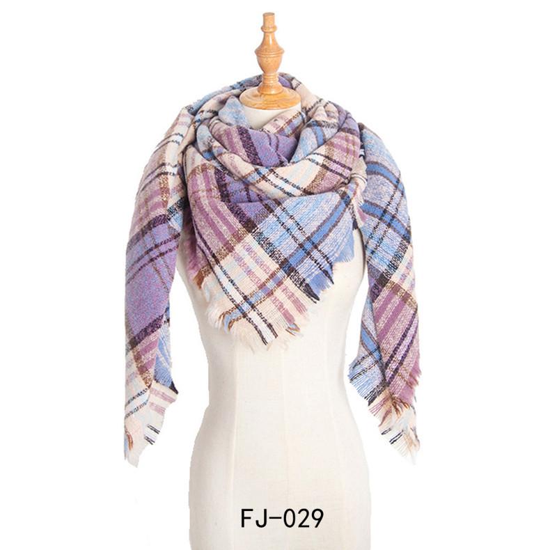 European & American Autumn/Winter Thick Double-Sided Plaid Scarf & Shawl for Women