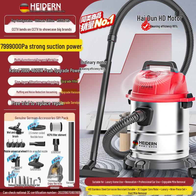 High-Power Industrial & Household Vacuum Cleaner with Strong Suction