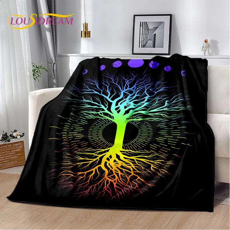 Nordic Mythology Yggdrasil Nature Tree of Life Blanket,Flannel Soft Throw Blanket for Home Bedroom Bed Sofa Picnic Office Kids