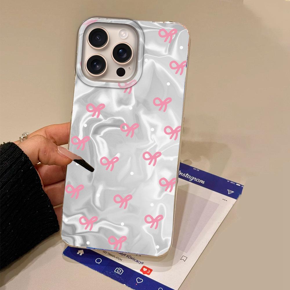 Circular Dots Black Bow Women Girls Water Texture Phone Case for iphone 16 15 14 7 8 Plus 13 11 12 Pro Max X XS XR SE2022 Cover