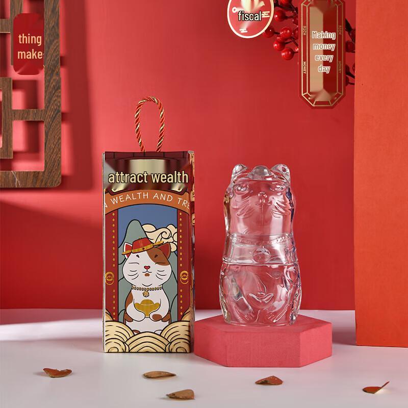 Wuzuo Lucky Silver Cat Glass Cup Set