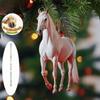 Wit Paard Kerst Hanger Acryl Tas Hanger Charms Auto Paard Hanger 2D Vlak Kerstboom Ornament Navidad Decor