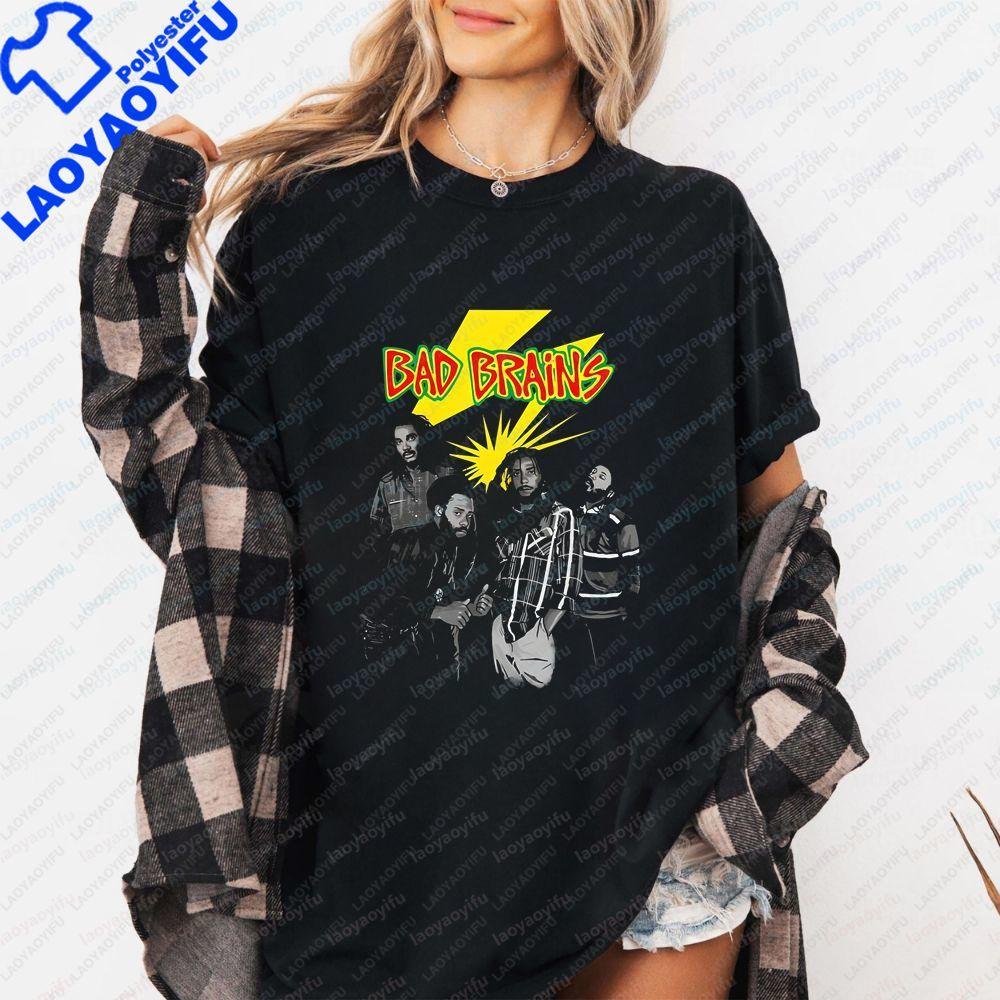 Bad Brains Classic Sports New Style Longsleeved Top and Tshirt Trendy Shortsleeved Unisex Pattern Roundneck Tshirt S