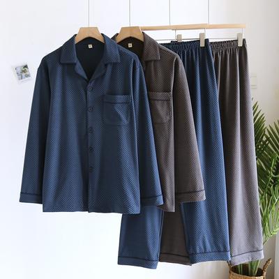 Чоловічий піжамний комплект Осінь Зима Товстий Теплий З Довгим Рукавом Верх Штани Піжамні Комплекти М'який Клітка 2-х предметний З Ґудзиками Дома Комплект для Чоловіків Лацкан Комфортний Одяг для Сну