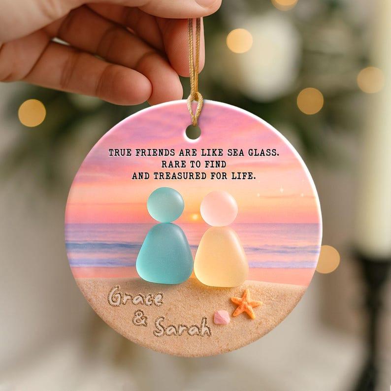 Cross-Border Friendship Sea Glass Heart Ornament