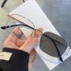 New anti-blue glasses, metal photosensitive men's flat glasses, color-changing high definition literary and retro glasses O