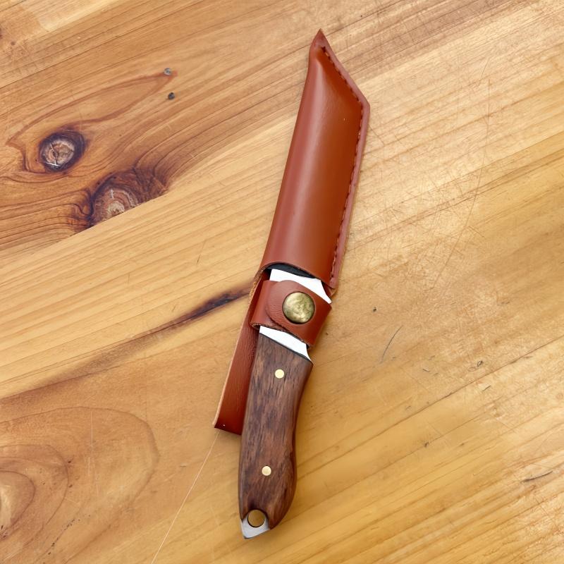 Outdoor Knife Hand - Premium Meat Eating Knife with Wooden Handle and Steel Blade | Ideal for Grilled Meat, Meat Cutting