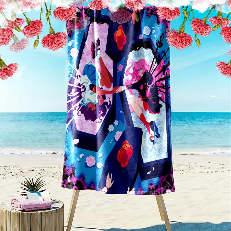 Girl-themed graphic design 2D Flat Print Beach Towel, Large Soft Quick Dry Towel for Beach Camping SwimmingXSTJ0915454