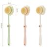 2 In 1 Long Handle Exfoliating Bath Brush Soft Bristles Loofah Puff Back Scrubber for Home Shower Body Cleaning