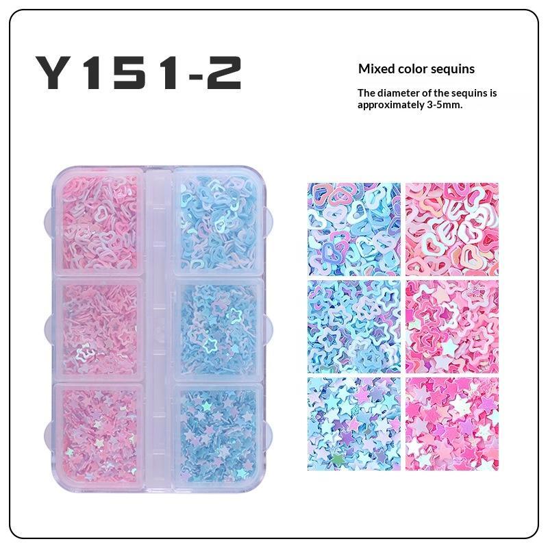 6 Grids Star Sequin Five-Pointed Star Colorful Nail Art Charm Sparkle 3D Nail Rivet Nail Decoration Diy Manicure Accessories