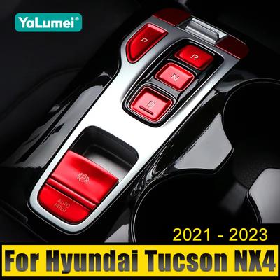 Alumínio Carro Eletrônico Freio de Mão ESP Botão Capa Guarnição Adesivos Acessórios Para Hyundai Tucson NX4 2021 2022 2023 2024 N Line