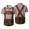 Men's Short Sleeve Button Down Shirt Retro Beer Festival Print Casual Loose Fit Party Shirt with Traditional Lederhosen Design for Everyday Wear