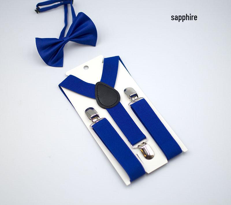 Unisex Kids' Y-Shape Suspenders & Bow Tie Set – 3-Clip Design for Boys & Girls