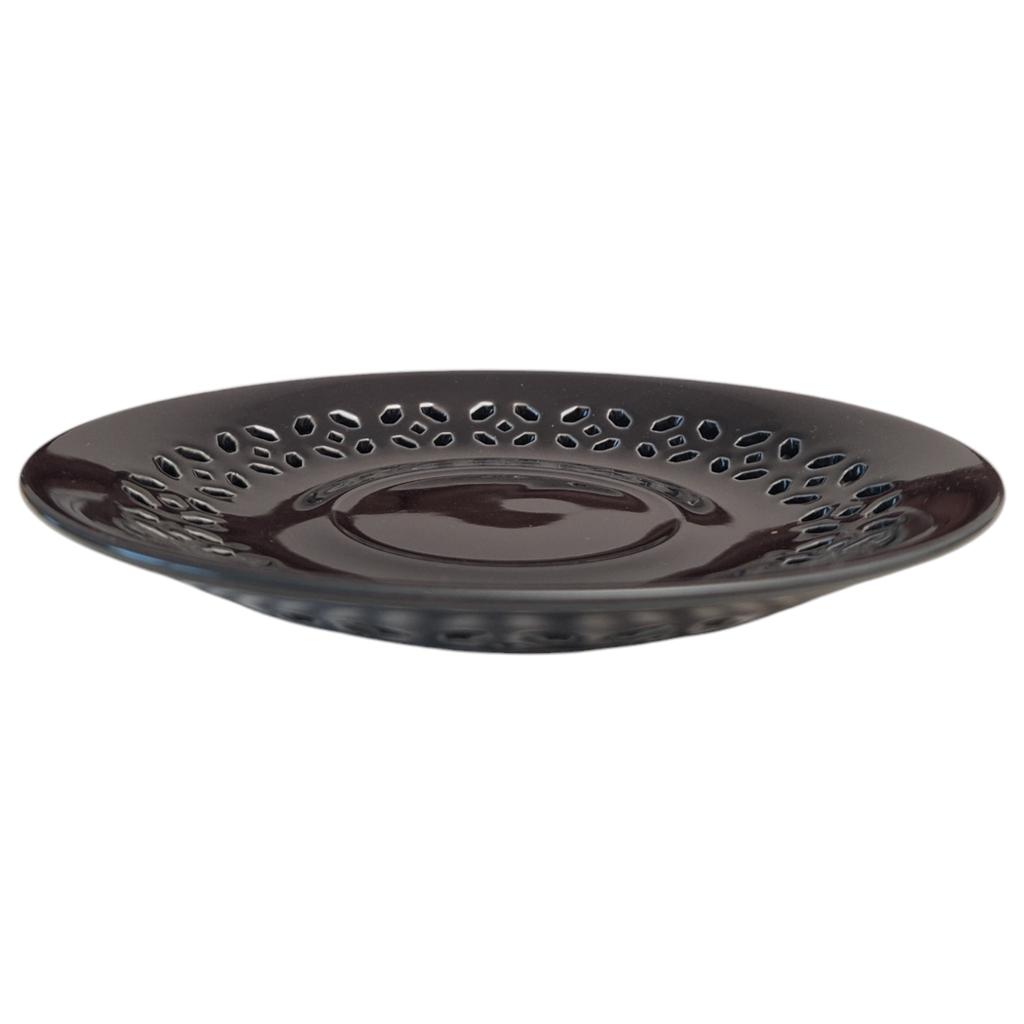 BLACK CERAMIC CUP 260ml WITH OPENWORK SAUCER FOR COFFEE AND TEA