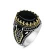 New Retro Handmade Turkish Rings for Men Vintage Double Swords Black Zircon Rings Punk  Trendy Islamic Religious Muslim