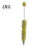 Decorative Diamond Craft Pen Beadable Pens, Bling Rhinestone Beaded DIY Bead Pen, Crystal Shaft Exquisite Stationery Black Ink Ballpoint Pens
