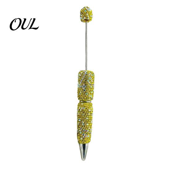 Decorative Diamond Craft Pen Beadable Pens, Bling Rhinestone Beaded DIY Bead Pen, Crystal Shaft Exquisite Stationery Black Ink Ballpoint Pens