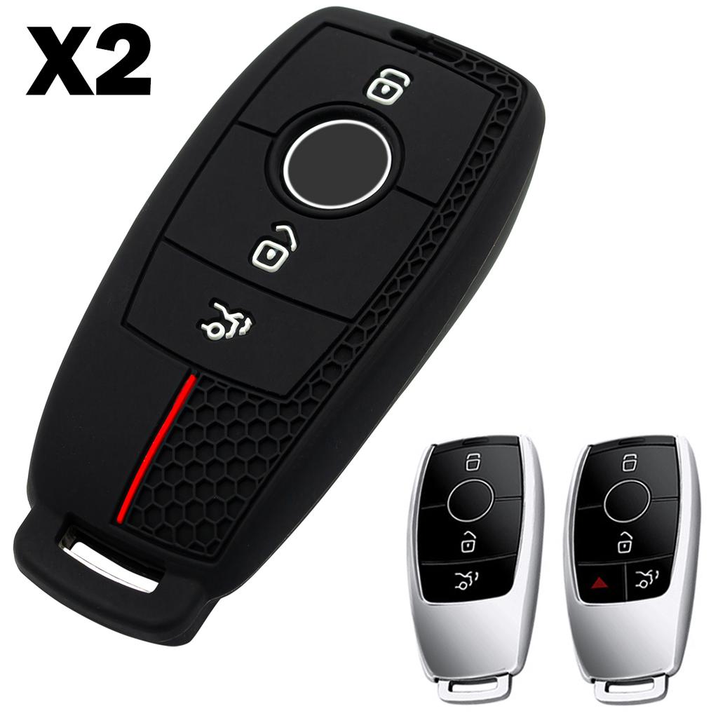 2X Silicone Car Key Fob Cover Case Holder Keychain For Mercedes-Benz Eqa Eqb Eqc Gla Glb Glc Gle Gls Cla Cls A C E S Class