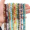 Natural Stone Beads 8x6mm Oval Flat Aventurines Crystal Aquamarine Jade Stone Beads For Jewelry Making DIY Necklace Accessories