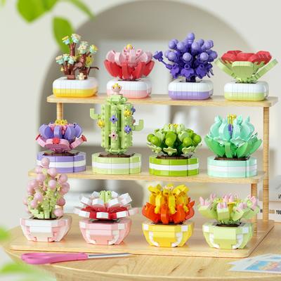 Carden Toys Potted Succulent Cactus Mini Building Blocks Girls Toys Flowers Blocks Thanksgiving Gifts