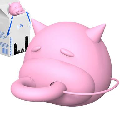 Silicone Bottle Protector Cow-Shaped Leak-Proof Silicone 3D Printing Cover Milk Box Protector for Car Camping Gym Hiking Picnic