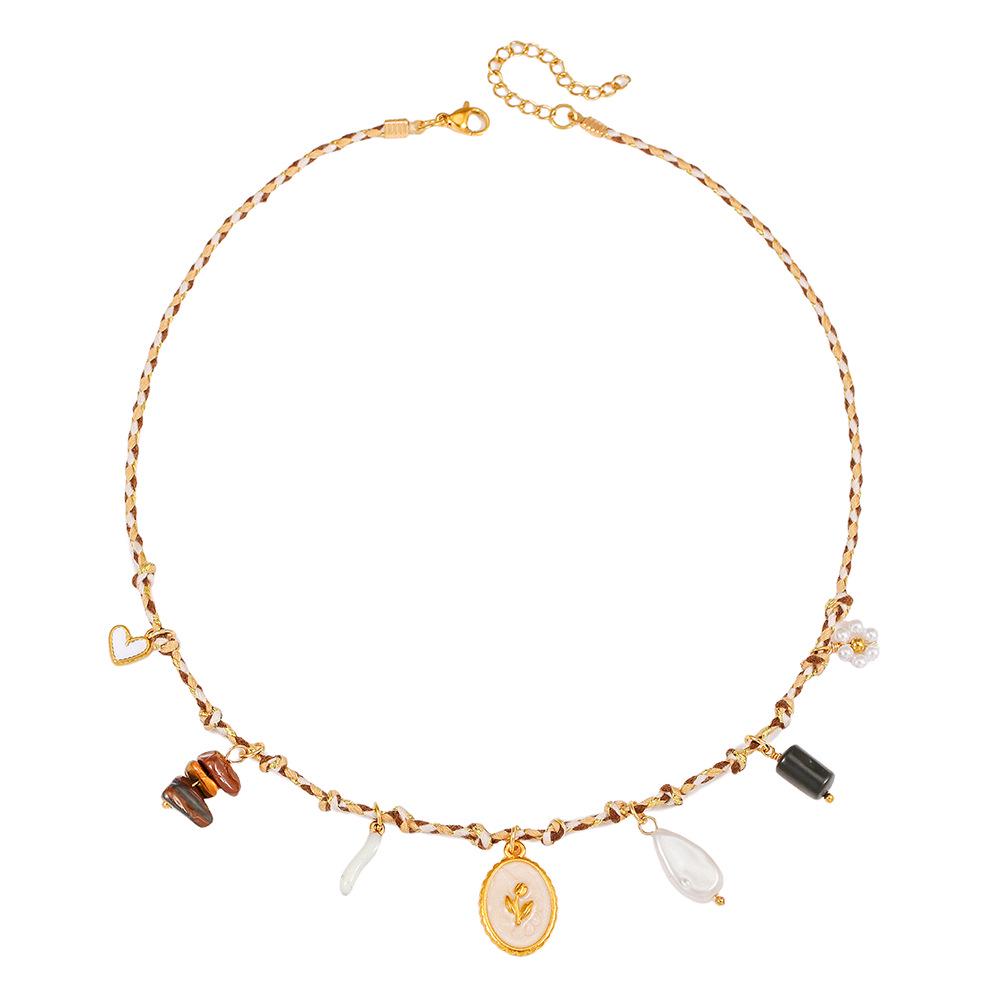 Summer Starfish & Pearl Heart Sea Turtle Pendant Necklace - Dopamine Stainless Steel Clavicle Chain