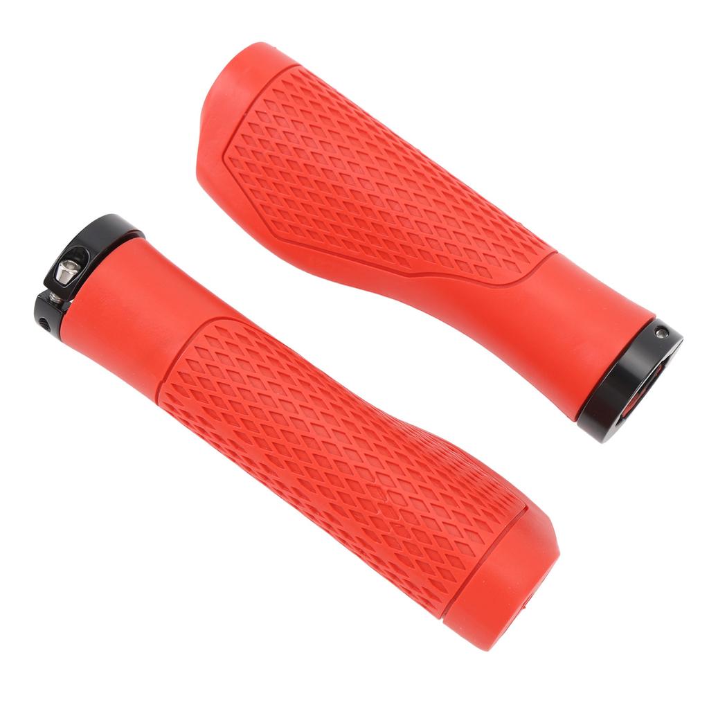 Pair of Cycling Handlebar Grips Rubber Anti Slip Shock Absorbing Ergonomic Cycle Locking Handle Grips Red