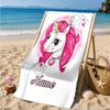 Custom Name Unicorn Dreams Art Beach Towel Microfiber Beach Towel, Lightweight and Quick-Dry, for Summer Travel, Swimming Pool Gift