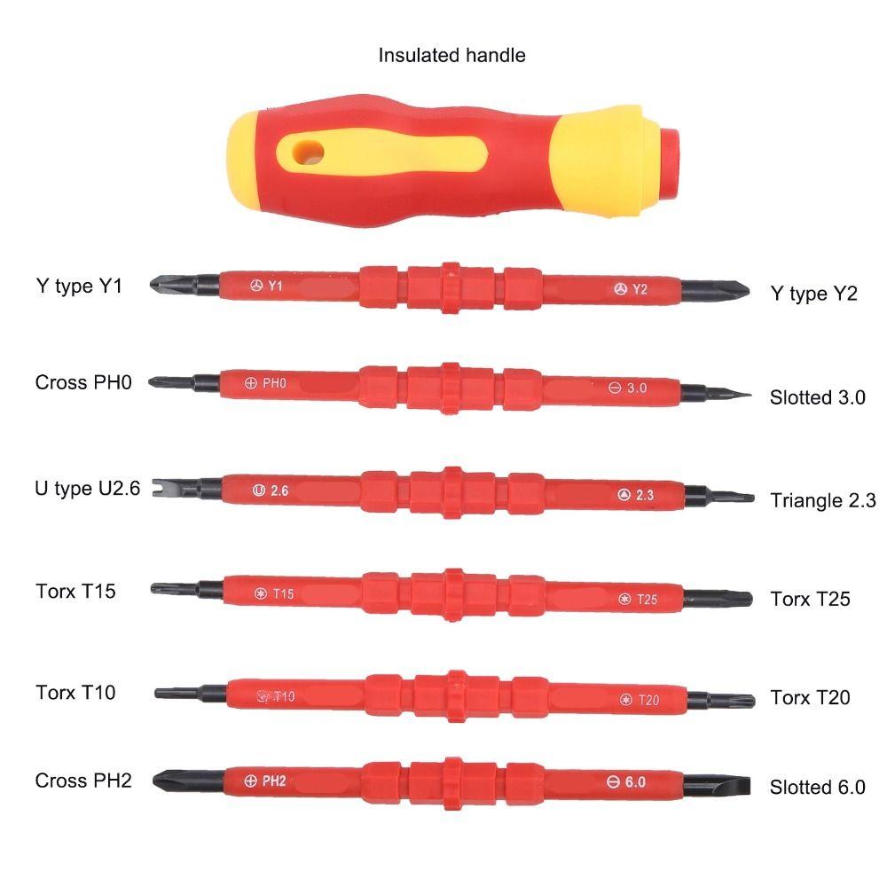 14 in 1 nsulated Screwdriver Set Chrome Vanadium Steel Interchangeable Bits Magnetic Screwdriver Set Includes Slotted