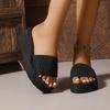 Fashion 2025 Summer Basic Women's Slippers Fashion Butterfly-knot New Open Toe Outdoor Casual Best Seller Plus Size Light Wedge Slippers