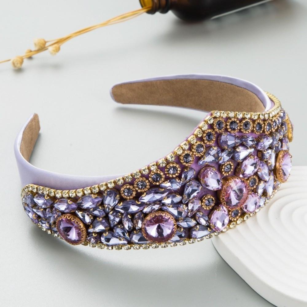 Shiny Rhinestone Headband Wide Brim Baroque Headdress Bling Bling Women Hair Hoop  Wedding
