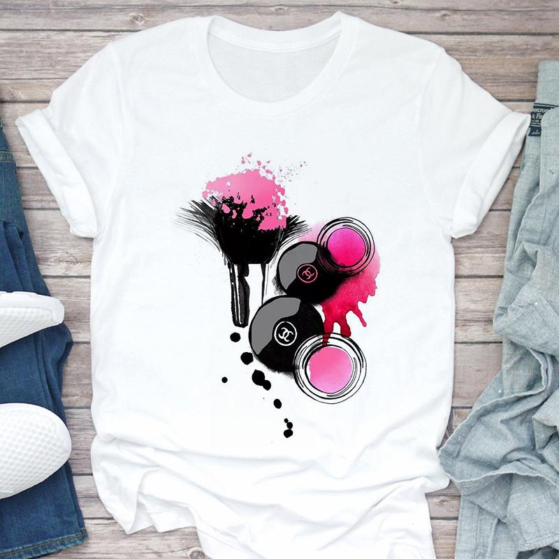 Women T-Shirt 3D Make Up Color Graphic Top Female T Shirt Harajuku Streetwear O-Neck Clothing Casual Ladies Tee Tops Shirts