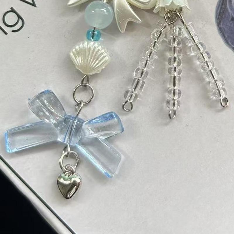 Lightweight Beaded Phone Lanyard With Bowknot Shell Star Pendant Key Accessories Bag Decoration For Everyday Use