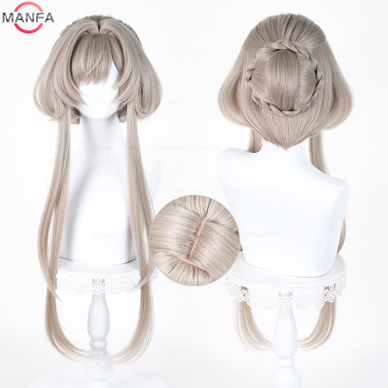 Marionet Sandrone Cosplay Pruik Hittebestendig Synthetisch Haar Pruiken + Pruikkap white