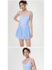 Women's Quick-Dry Pleated Tennis Dress – Backless, Tight-Fit, Anti-Exposure for Training, Running & Fitness.