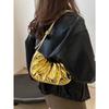 Mode Einfarbig Gold Wolkenplissee PU Damen Handtasche Schlicht Süßer Stil Schultertasche, Umhängetasche. Geeignet zum Einkaufen