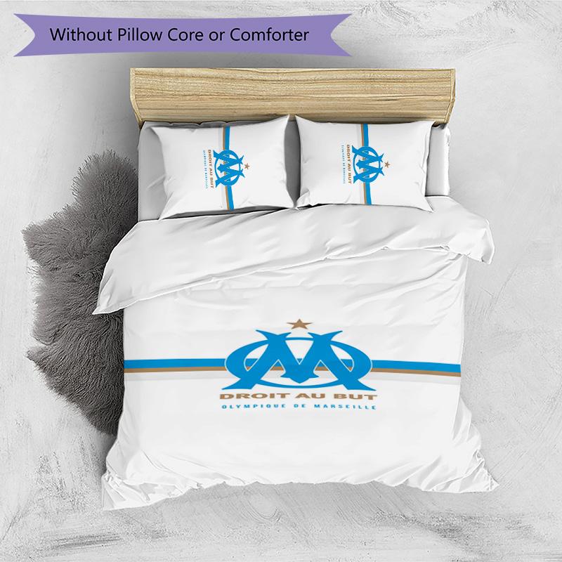 Olympique Marseille Pattern Printed 3PCS Bedding Set Soft Skin-Friendly Washable Duvet Cover & Pillowcases Set All Season Bedroom