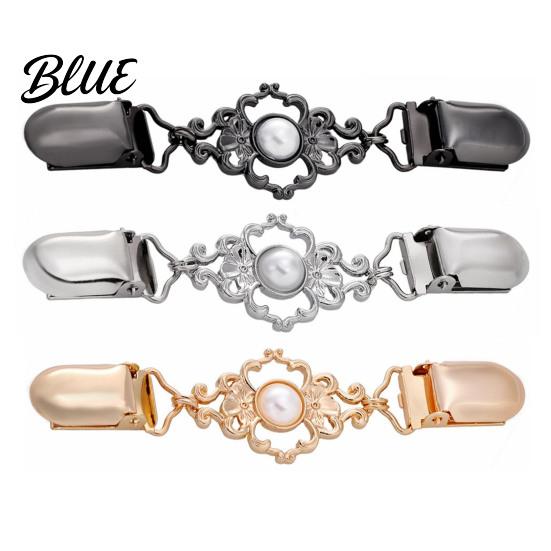 Dress Embellishment Clips Vintage Faux Pearl Sweater Clip Hold Cardigan Together Cincher Clip Clothing Decorative Buckle for Shawl Cloak,