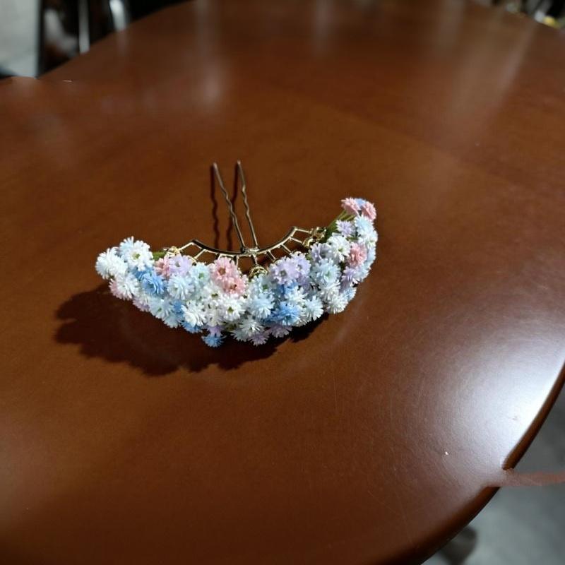 Handmade Floral Fan Hairpin Delicate Colorful Flower Design Anti-Slip Traditional Hair Accessory for Hanfu Travel Photo Shoots