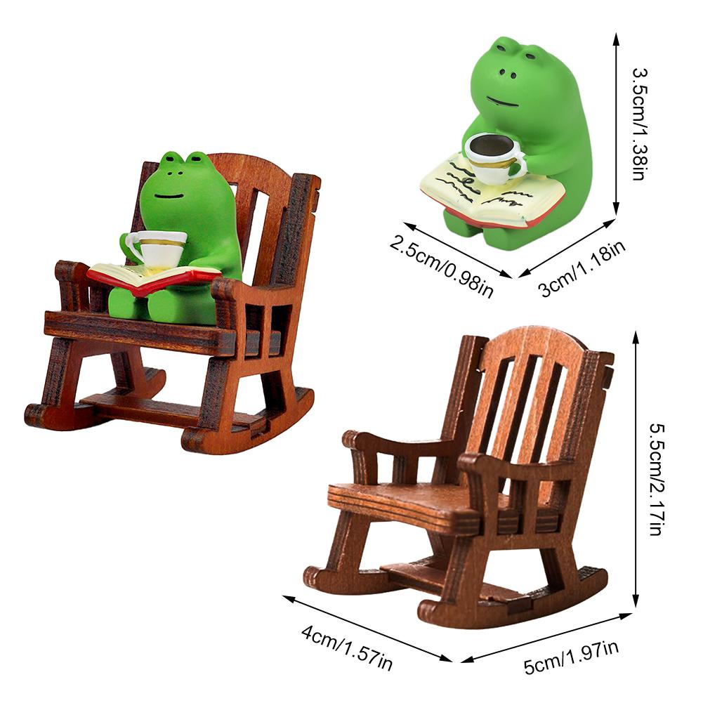 Frog Drinking Coffee Ornament Resin Cute Sitting Frogs Craft Creative Drinking Coffee Frog Micro Landscape Gift for Frog Lovers
