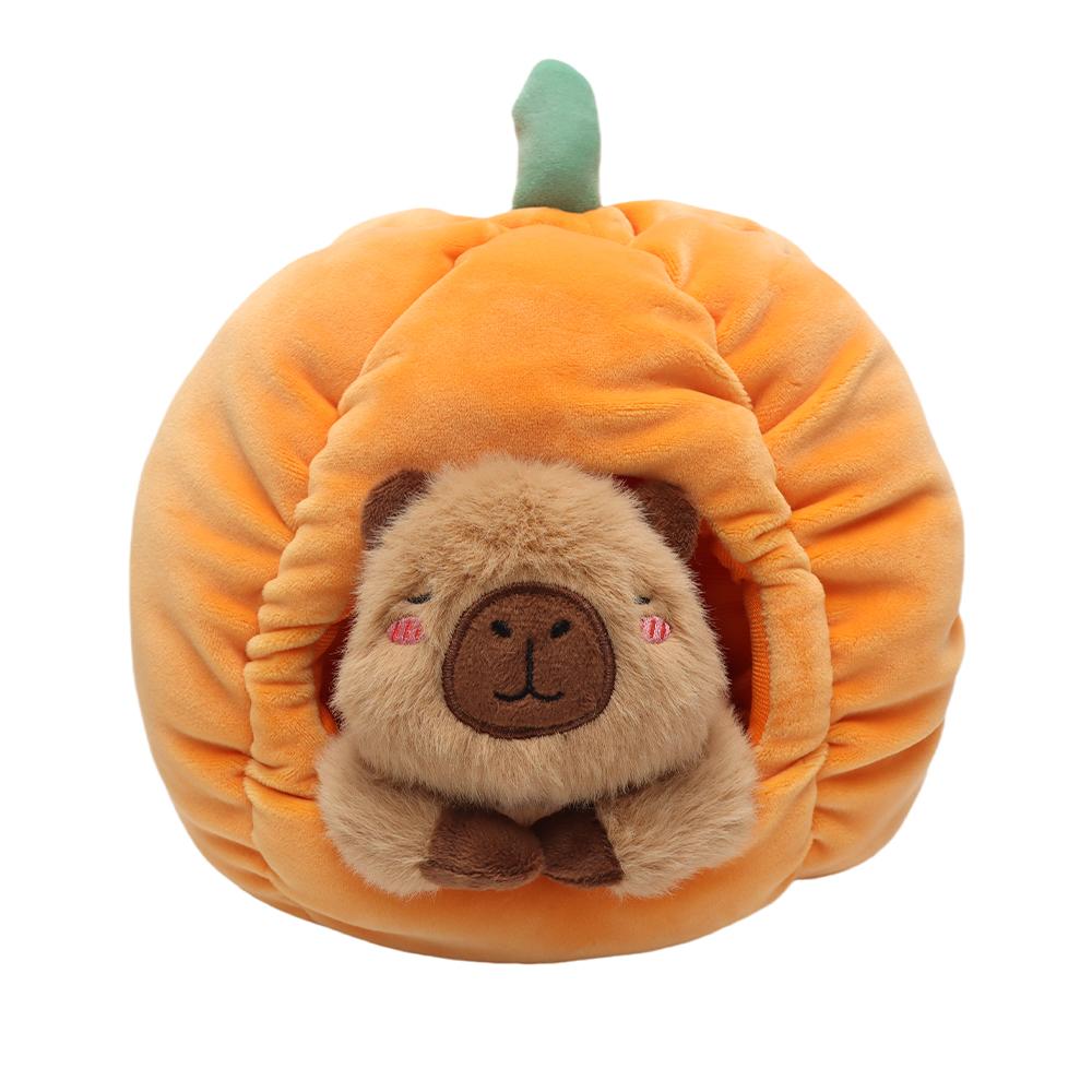 22cm Cute Pumpkin Nest Capybara Plush Toy Movie Stuffed Animals Adorable Stuffed Capibara Doll Birthday or Holiday Gift for Kids