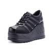 Platform Shoes Single Shoes Women's Goth Punk Style Lace-up Big Head Shoes Muffin Sole Striped Small Leather Shoes